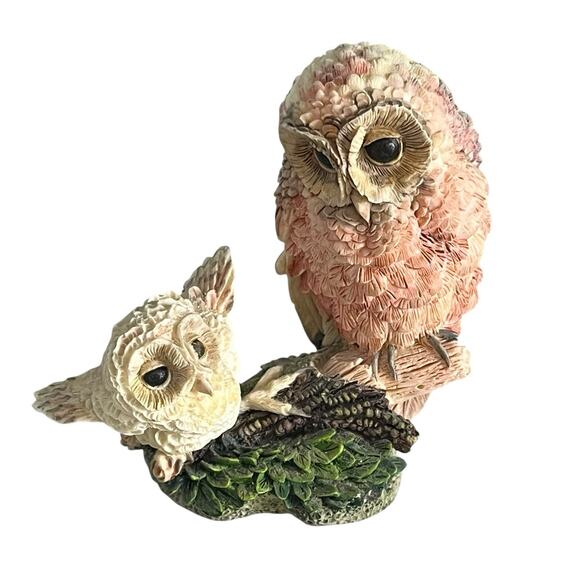Lot Of 4 Vintage 90s Hamilton Collection By Russell Willis Owl Figurines Rustic - Picture 4 of 11